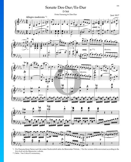 Sonata in D-flat Major, D. 568