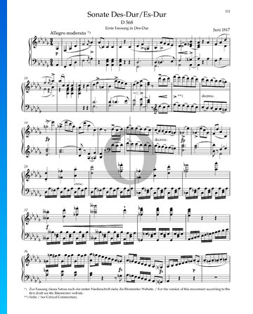 Sonate in Des-Dur, D. 568 Musik-Noten