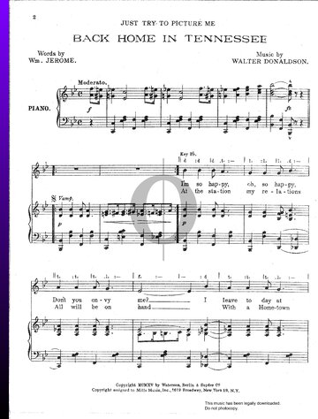Back Home In Tennessee Sheet Music
