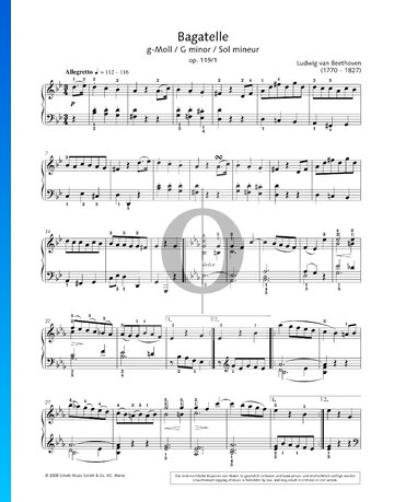 Bagatelle in G Minor, Op. 119 No. 1 Sheet Music