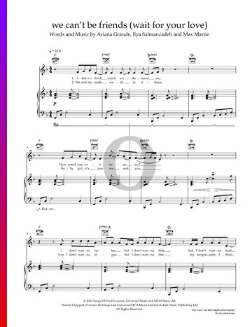 We Can't Be Friends (Wait For Your Love) Partitura