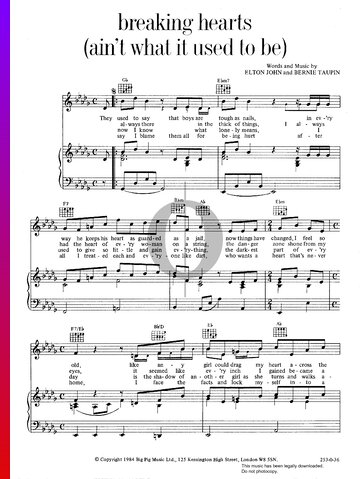Breaking Hearts (Ain't What It Used To Be) Partitura