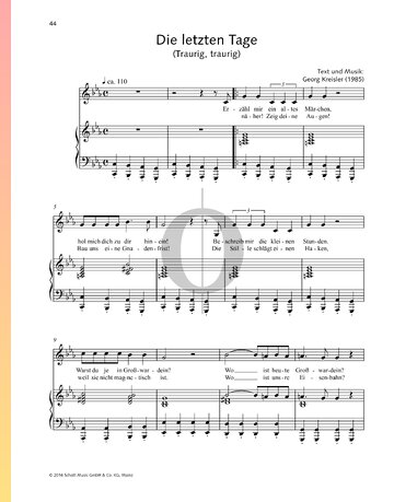 Die letzten Tage Sheet Music