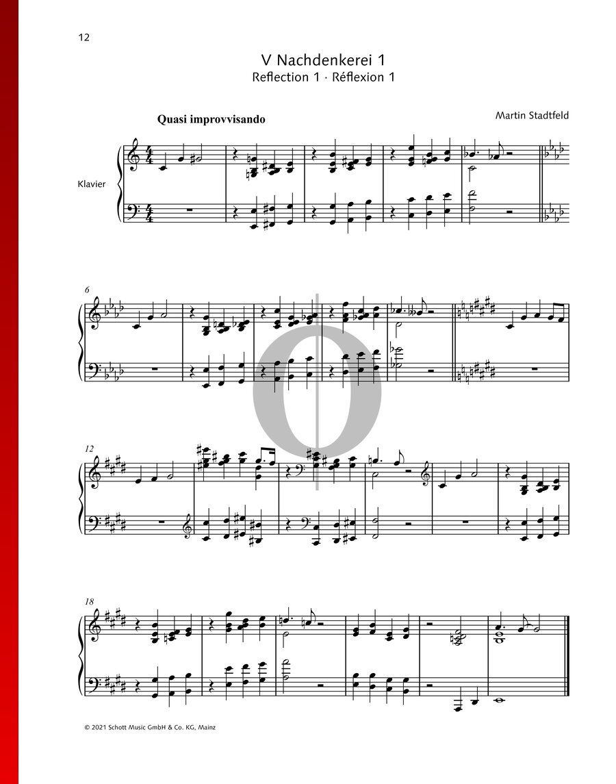 Reflection 1 (Martin Stadtfeld) Piano Sheet Music - OKTAV