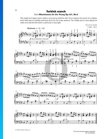 Albumblätter für die Jugend, Op. 101 Nr. 9: Türkischer Marsch Musik-Noten