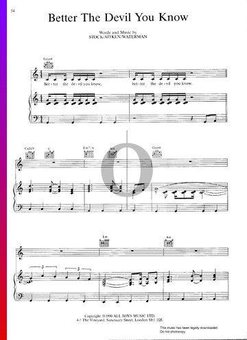 Better The Devil You Know Sheet Music