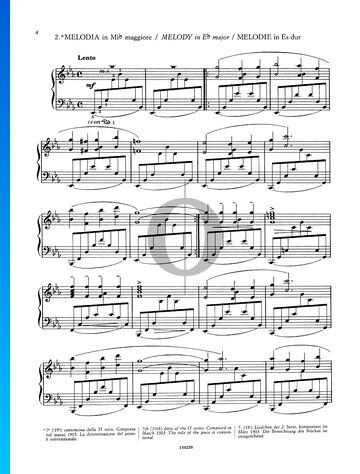 Little Songs, Series 2: No. 7 Melody in E-flat Major Spartito
