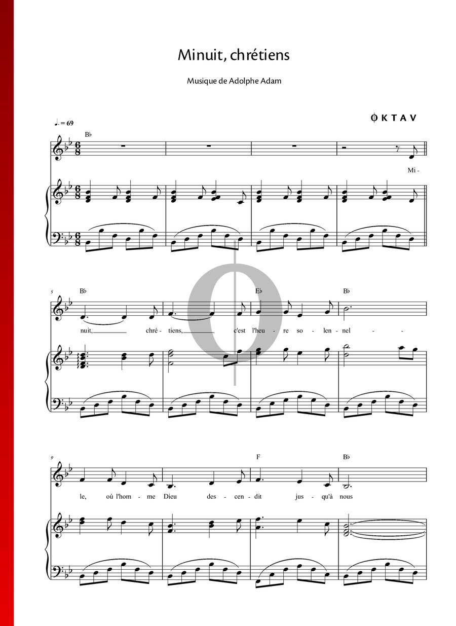 Minuit, chrétiens » Adolphe Adam - Partitions de piano - OKTAV