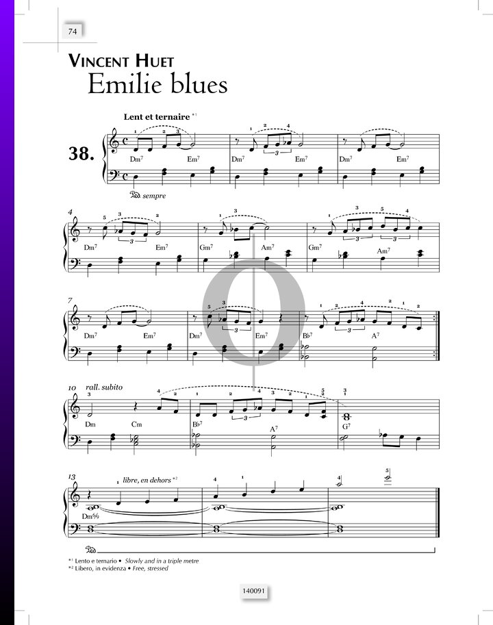 Emilie blues » Vincent Huet Partitions de piano OKTAV