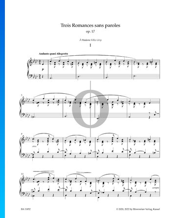 Romance Sans Paroles, Op. 17 No. 1 bladmuziek