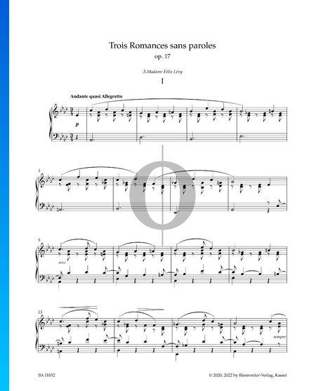 Romance Sans Paroles, Op. 17 No. 1
