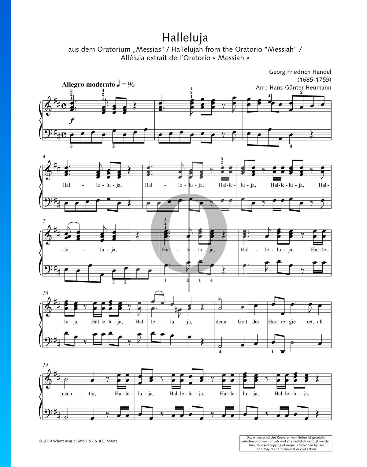 Feudal Adicto absceso El Mesías HWV 56, Hallelujah Partitura » Georg Friedrich Händel (Piano,  Voz) | Descarga PDF - OKTAV