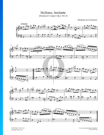 Sonata in C Major, Op. 1 No. 5: 2. Siciliana. Andante Sheet Music