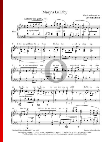 Mary's Lullaby (with Epilogue) Partitura