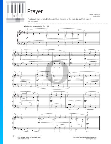 Prayer, Op. 25 No. 5 Partitura