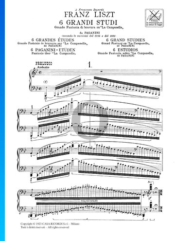 Six Grand Studies After Paganini, S. 141: Étude No. 1 bladmuziek