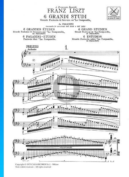 Six Grand Studies After Paganini, S. 141: Étude No. 1