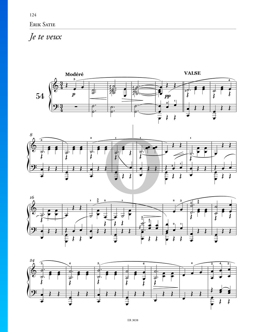 Je te veux (Erik Satie) Piano Sheet Music - OKTAV