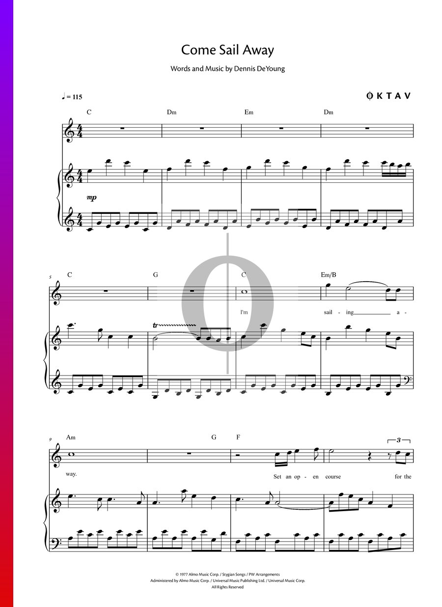 Styx Come Sail Away Sheet Music Hot Sex Picture 