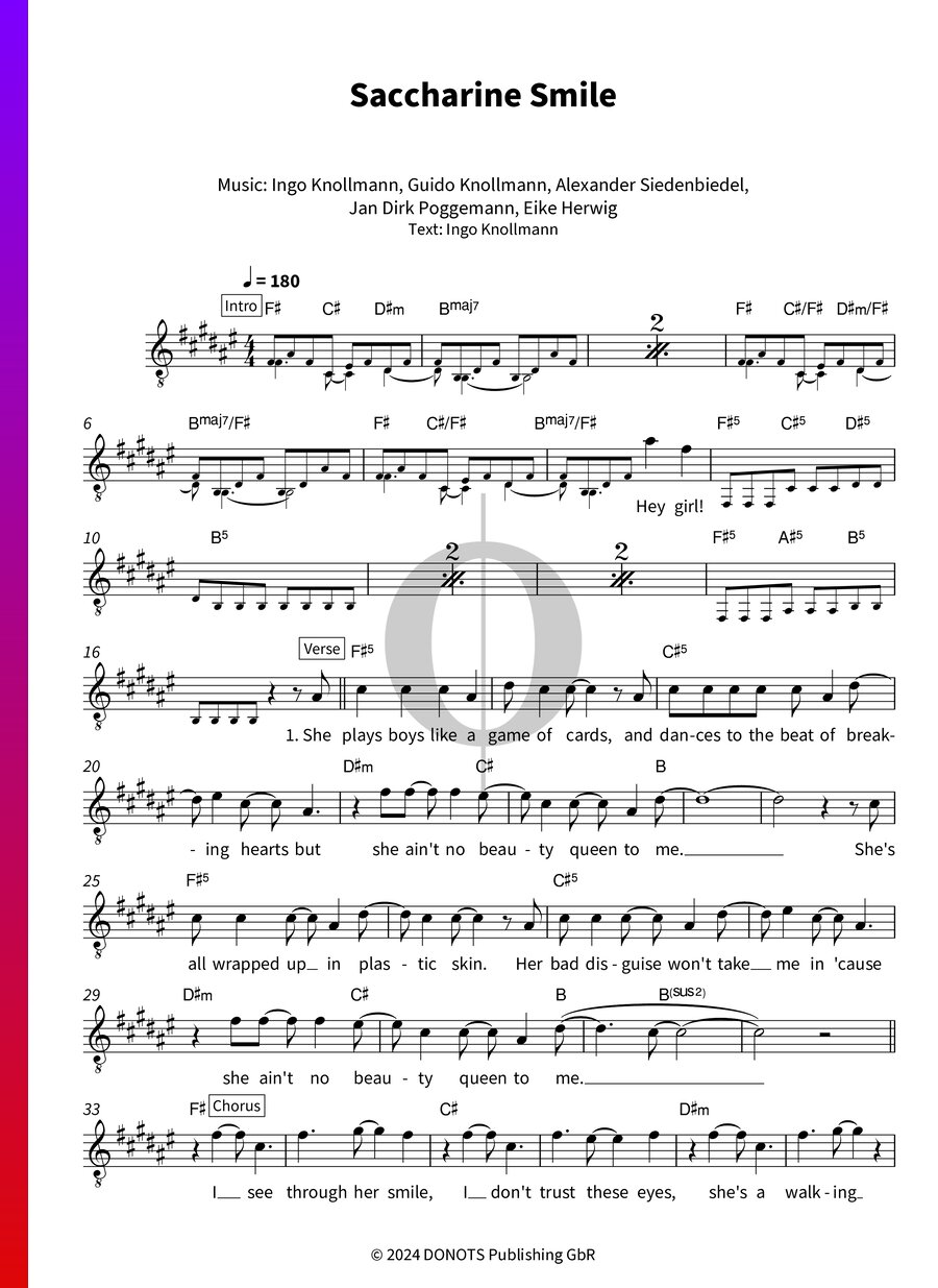 Saccharine Smile » Donots Partituras de piano OKTAV