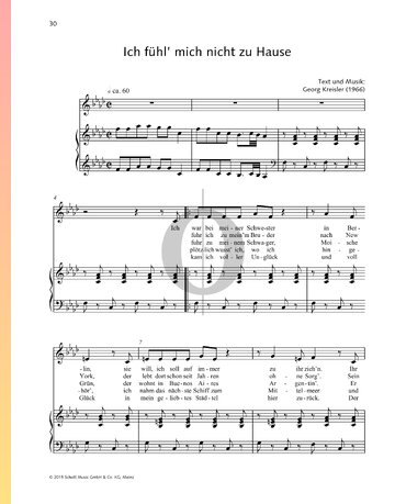 Ich fühl' mich nicht zu Hause Sheet Music