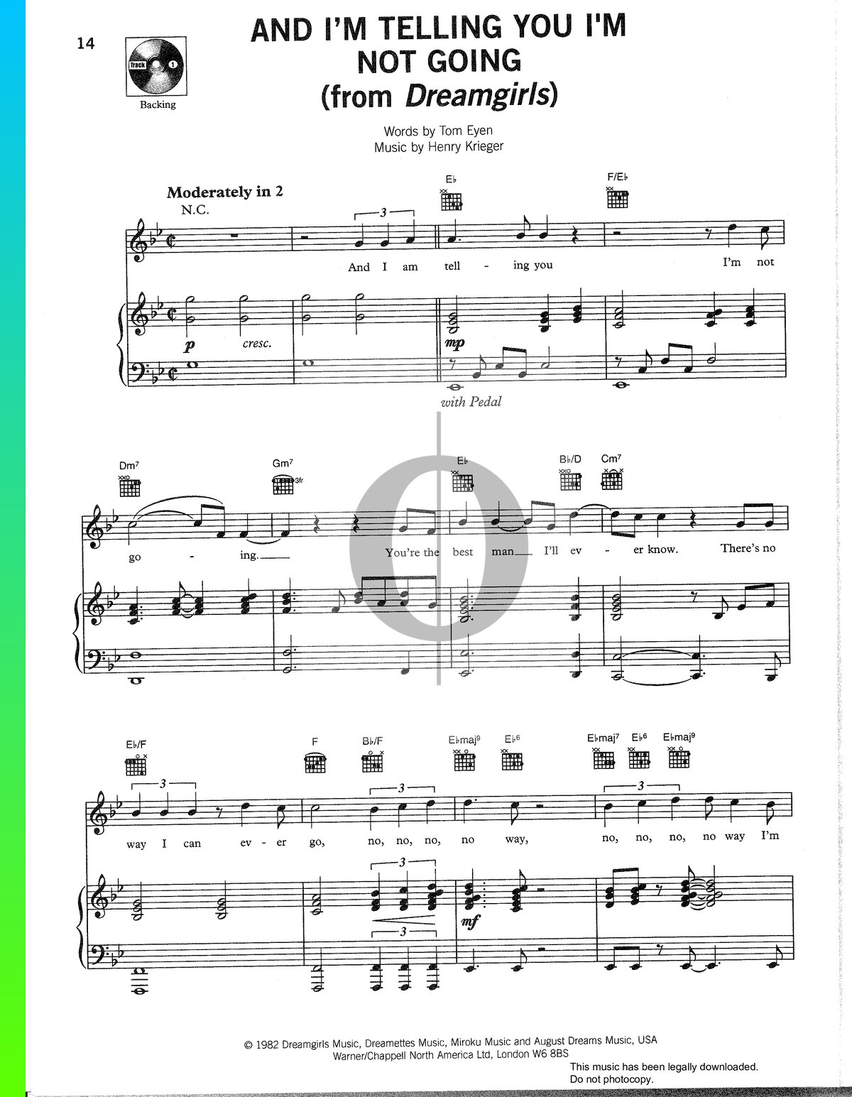 And I M Telling You I M Not Going Sheet Music Piano Voice Guitar Pdf Download Streaming Oktav