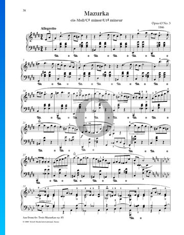 Mazurka in cis-Moll, Op. 63 Nr. 3 Musik-Noten
