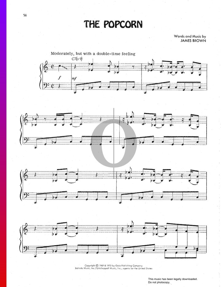 The Popcorn (James Brown) Piano Sheet Music OKTAV