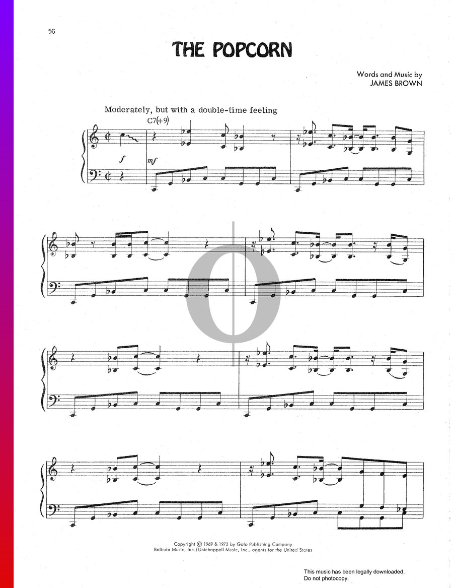 The Popcorn (James Brown) Piano Sheet Music OKTAV