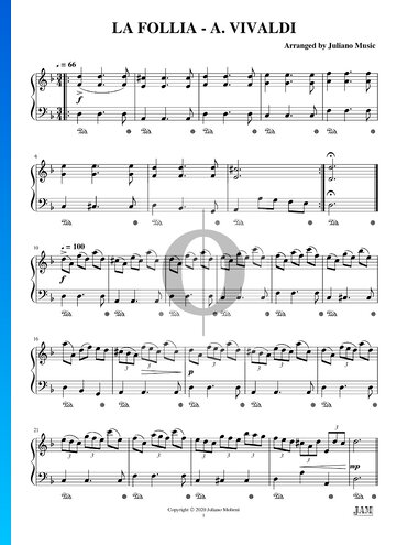 Partition Sonate en trio en Ré mineur, op. 1 n° 12, RV 63 : La Follia