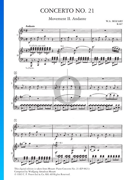 Concerto pour piano no 21 en ut majeur, KV 467: 2. Andante