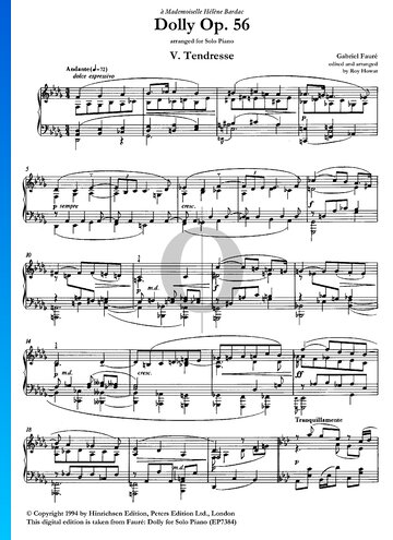 Dolly Suite, Op. 56: Tendresse bladmuziek