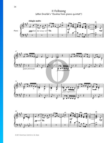 Folk Song (After "Dumka" from Piano Quintet in A Major, Op. 81/B.155, No. 2) Sheet Music