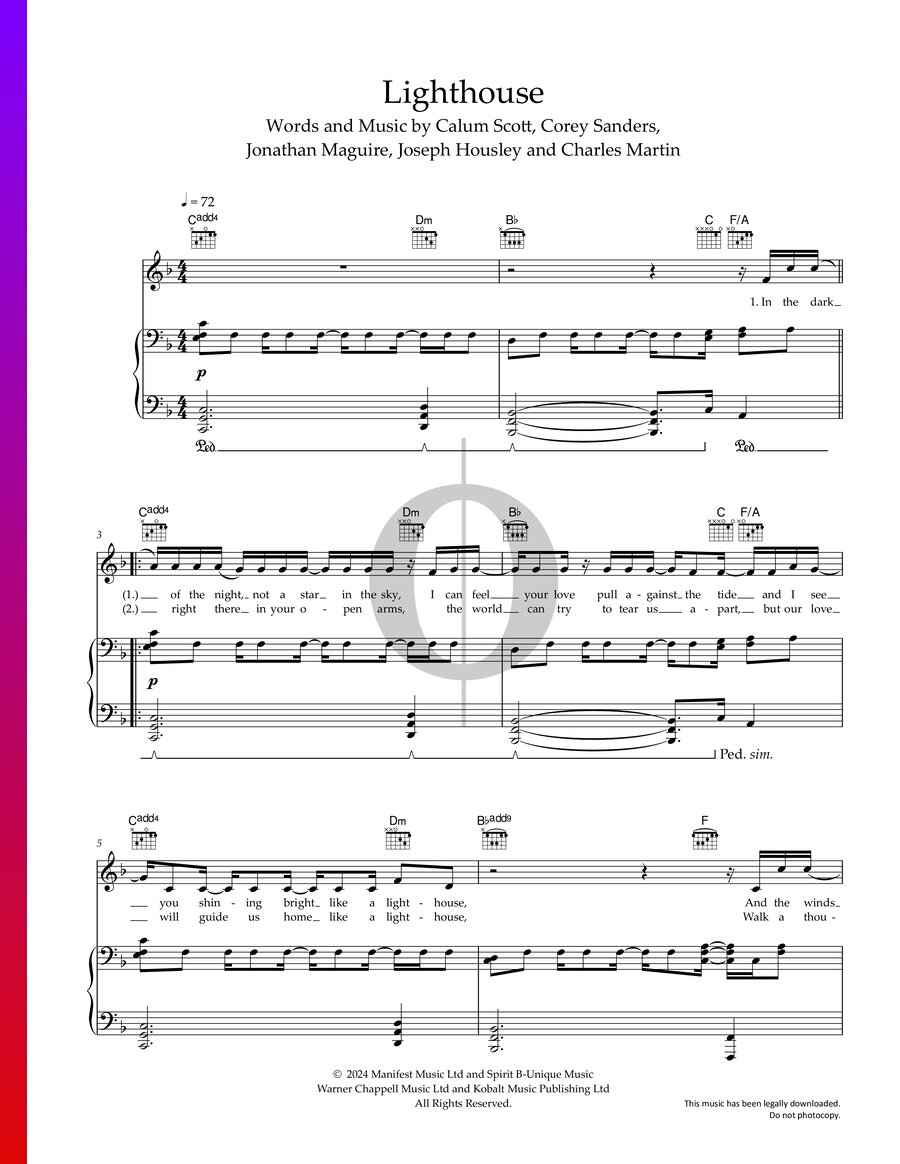 Lighthouse (Calum Scott) Piano Sheet Music OKTAV