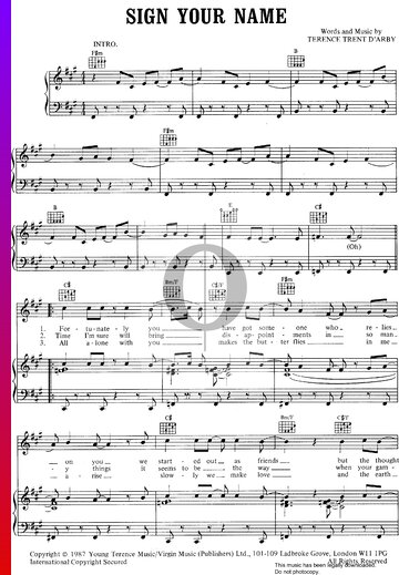 Sign Your Name Sheet Music