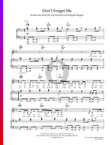 Don't Forget Me Sheet Music