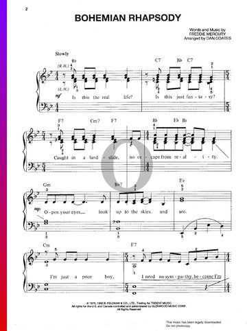 Bohemian Rhapsody Musik-Noten