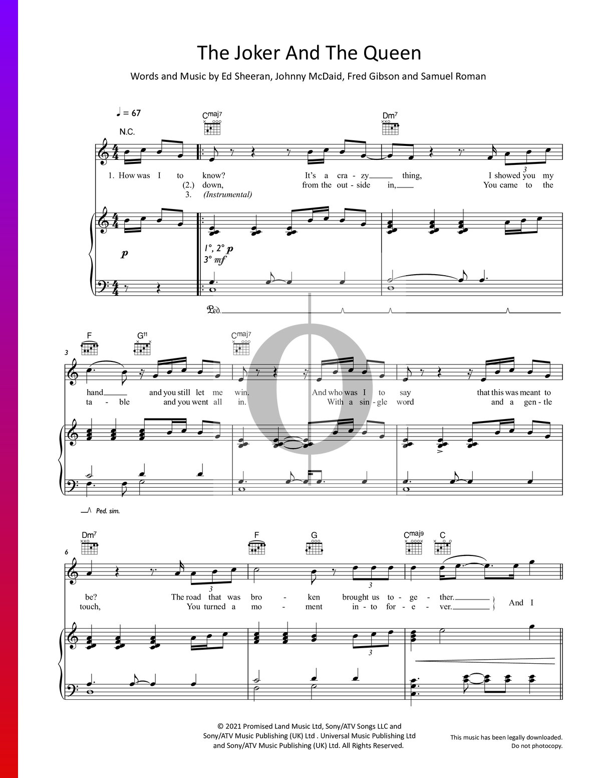 THE JOKER AND THE QUEEN – ED SHEERAN PIANO CHORDS & Lyrics – Bitesize Piano