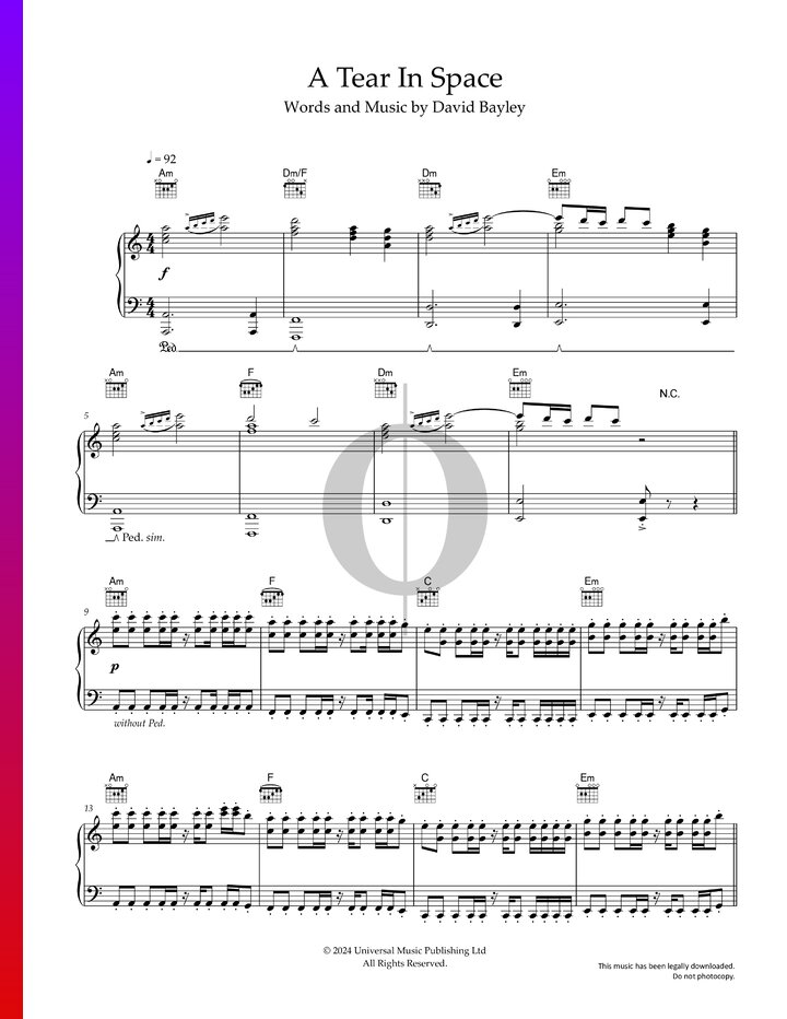 A Tear In Space (Airlock) (Glass Animals) Piano Sheet Music OKTAV