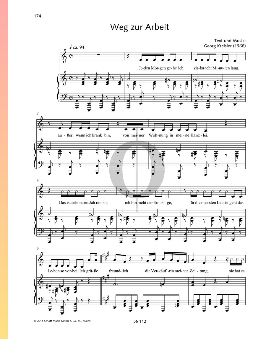 Wenn Mutti Früh Zur Arbeit Geht Text Weg zur Arbeit » Georg Kreisler - Partitions de piano - OKTAV