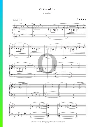Out of Africa Sheet Music