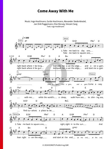 Come Away With Me Sheet Music