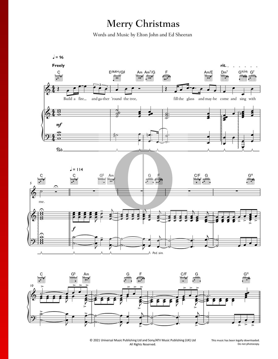 Merry Christmas » Elton John, Ed Sheeran Partitions de piano OKTAV
