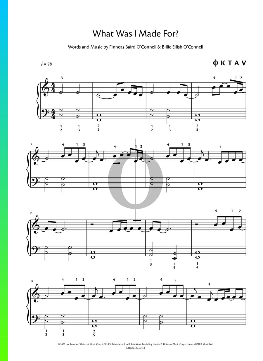 What Was I Made For Sheet Music From Barbie By Billie Eilish Pdf
