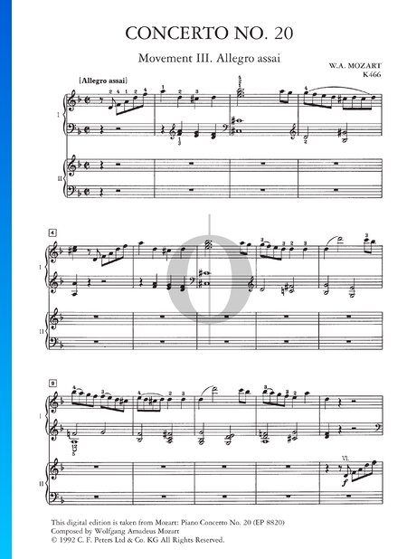 Klavierkonzert Nr. 20 in d-Moll, K. 466: 3. Allegro assai