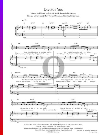Die For You Partitura