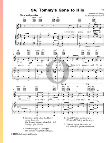 Tommy's Gone to Hilo Sheet Music
