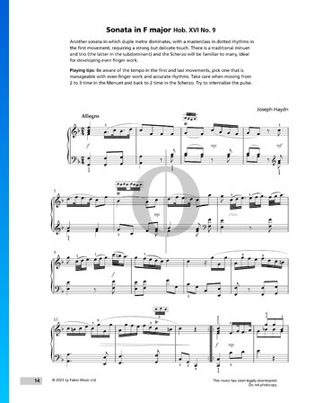 Sonata in F Major, Hob XVI: 9 Sheet Music