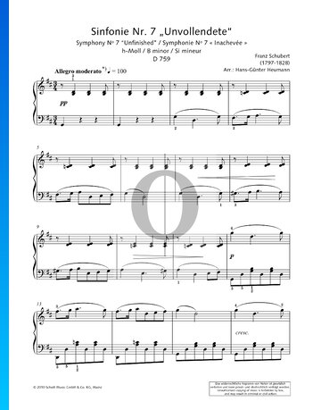 Partition Symphonie n° 7 en Mi majeur, D 759 (Inachevée) : 1. Allegro moderato
