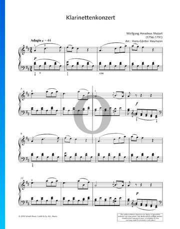 Partition Concerto pour clarinette en La Majeur, K. 622 : 2. Adagio